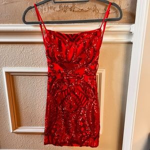 Red Sequin Homecoming Dress